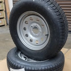 New ST 205/75/15 Trailer Tire Wheel With 5 Lug 15x5 On 5x4.5 Llanta Y Rin Nueva Para Traila
