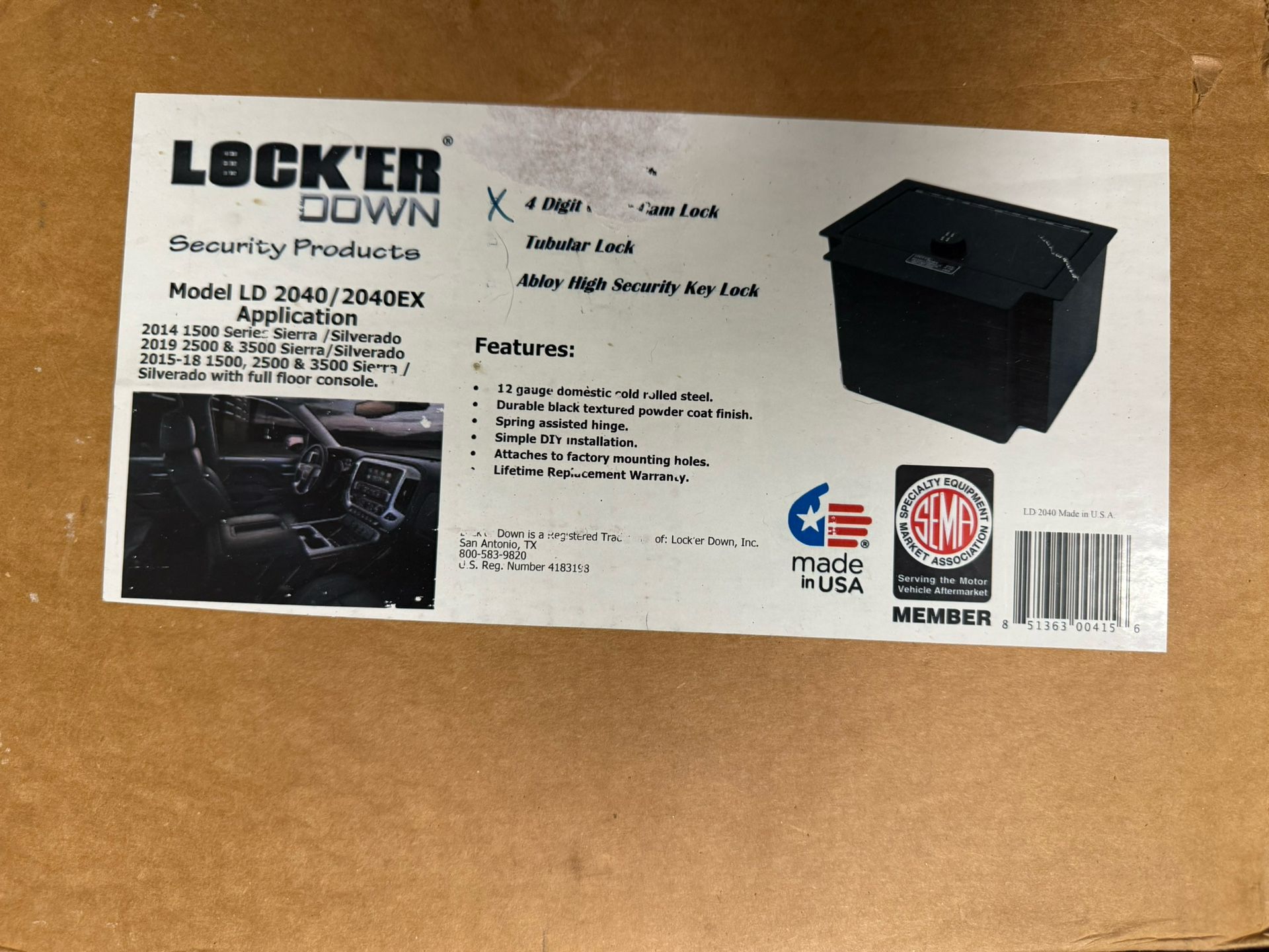 Center Console Lockbox For 2014-2019 Chevrolet Silverado 1500 And 2500