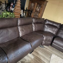 All Leather Sofa Sectional With 2 Recliners $300