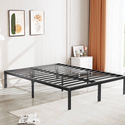 King 14" Metal Platform Bed Frame - Great Condition - No Box Spring Needed