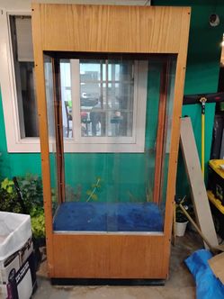 Large Wood and Glass Display Cabinet FREE