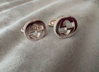 Authentic Gucci Ag 925 double GG cufflinks silver round shape