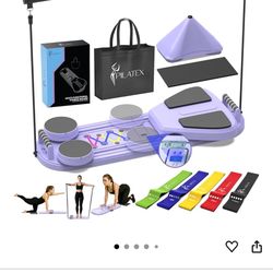 Pilates Board – Foldable Home Workout Reformer with Resistance Bands, Bar & Travel Bag – Full-Body Strength & Ab Training Equipment for Women & Men