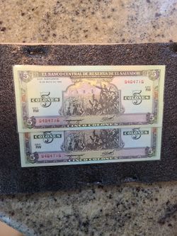 1990 2 billetes de el salvador de 1990