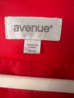 Avenue Red Faux Leather Jacket Size 18/20