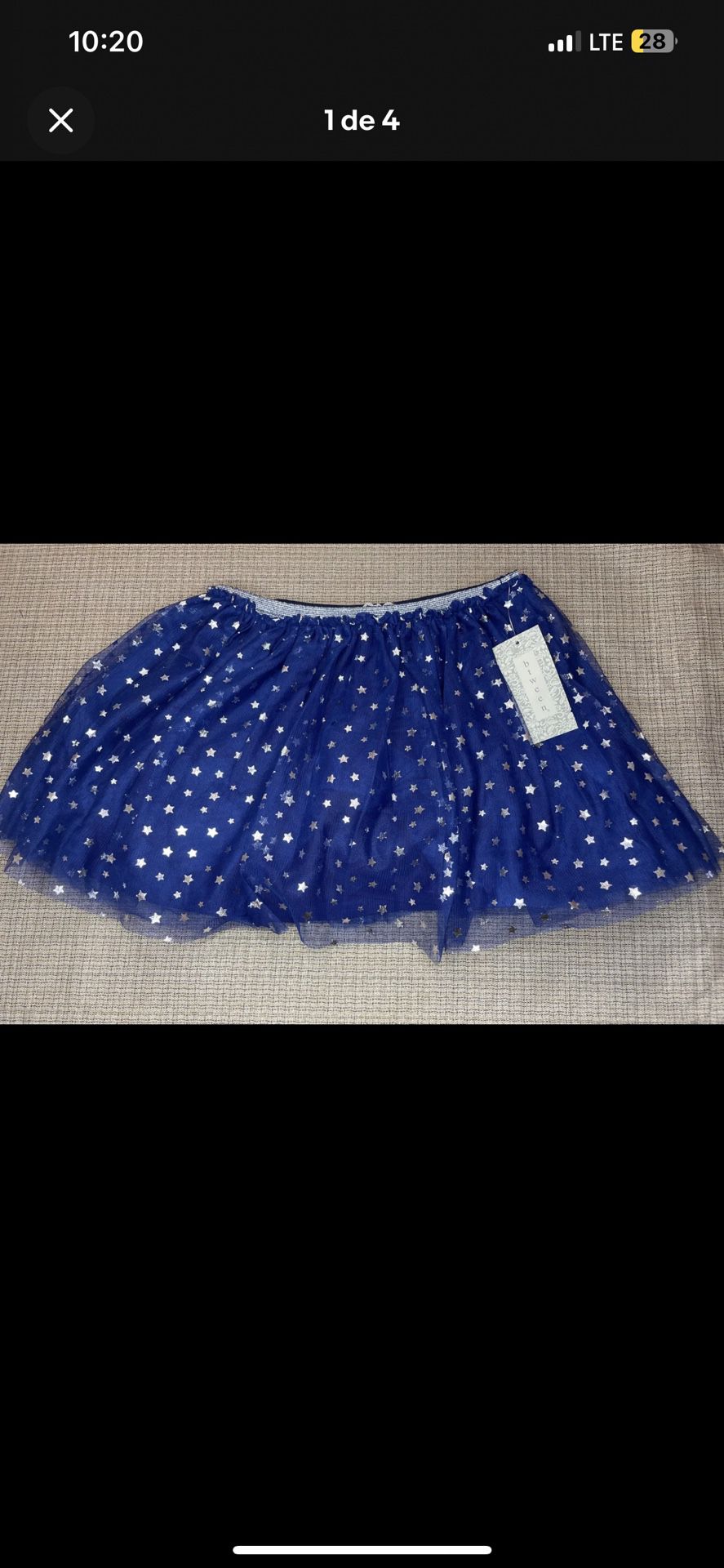 Btween Girls Tulle Skirt Blue With Silver Stars Girls Size 8 Tutu