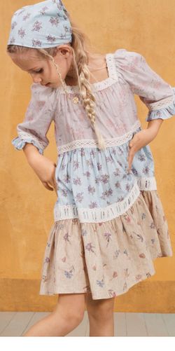 Zara Tiered Printed Dress, With Bandana Size 8
