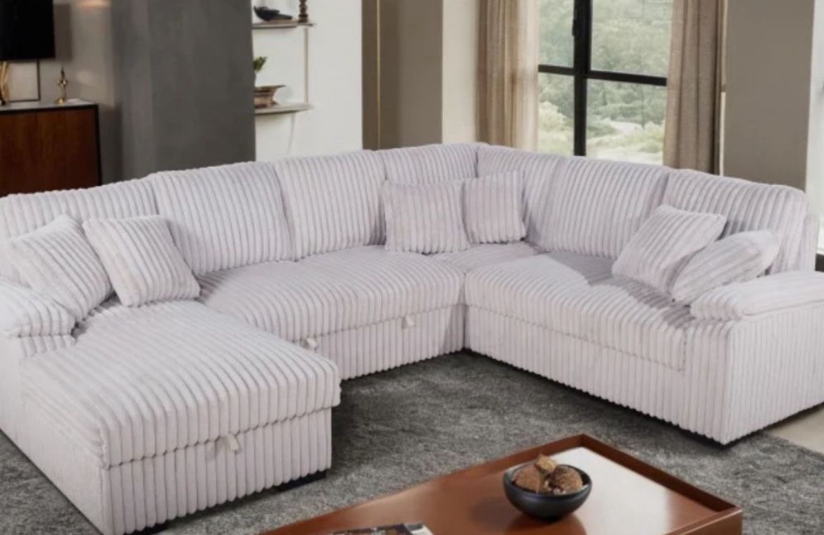 New Comfy Ashley Furniture SUPER COMFY Corduroy Sofa Sectional SLEEPER