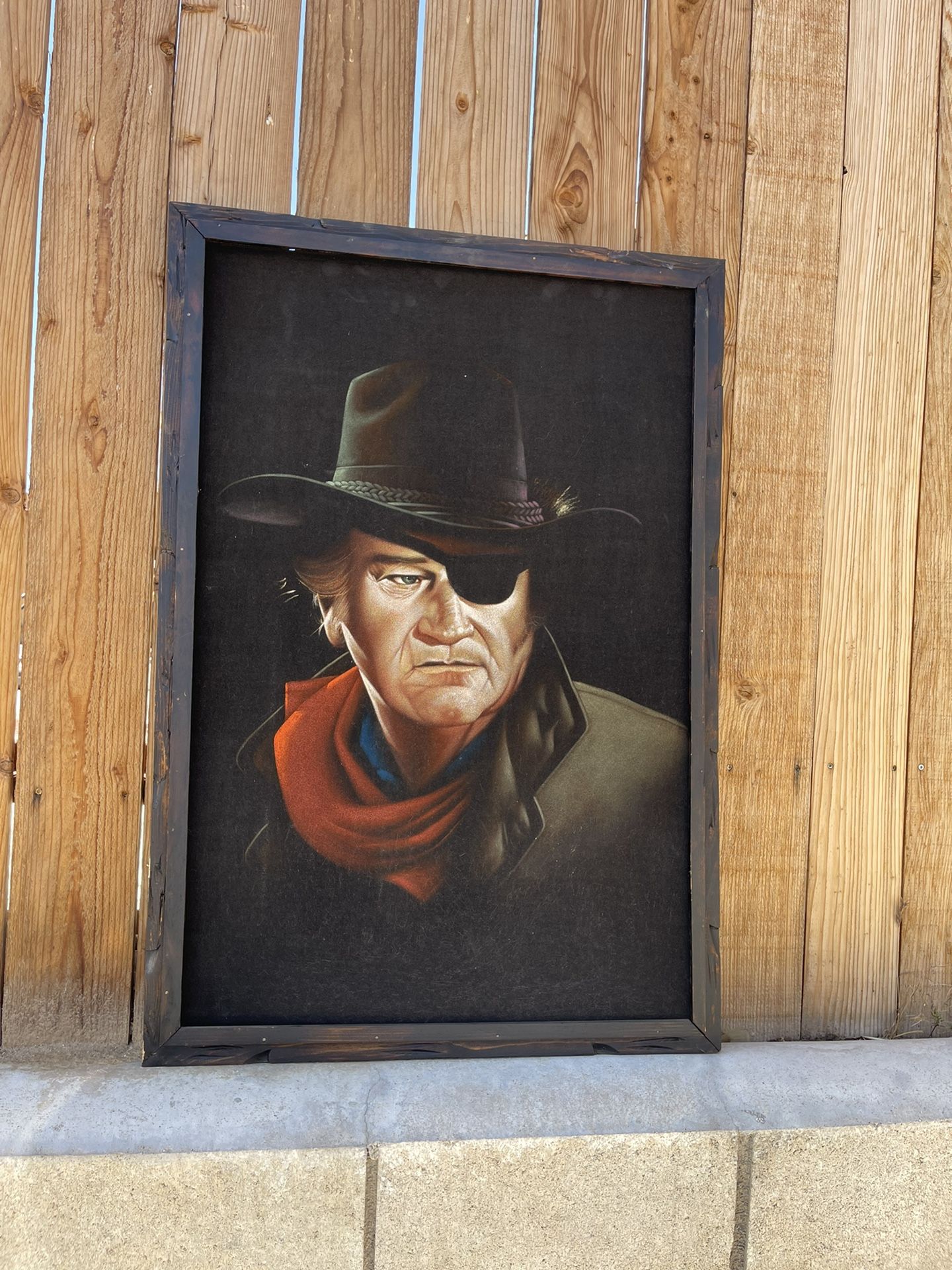 John Wayne Black Velvet Oil Painting
