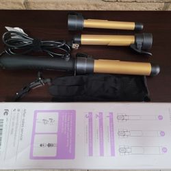 Rotating Curling Iron 3 in 1 Set, Automatic Curling Wand