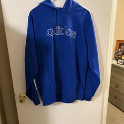 Adidas Royal Blue Hoodie With White Stripes