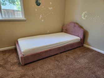 Delta Children Pink Velvet Twin Upholstered Bed Frame