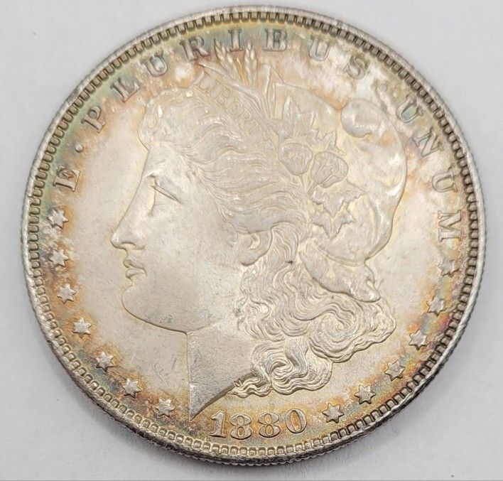 1880-S $1 Morgan Silver Dollar Mint-State Phenomenal Toning