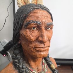 Vtg 1972 Universal Statuary Corp 20" Native American Indian Bust V. Kendrick