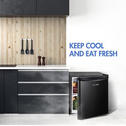1.7 Cu.ft Mini Fridge with Freezer, Adjustable Thermostat, Energy Saving, Low Noise, Single Door Compact Refrigerator for Dorm, Office, Bedroom, Black