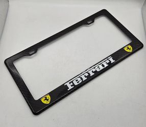 BRAND NEW FERRARI 100% Real Carbon Fiber License Plate Frame Tag Cover Original 3K