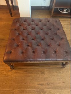 Oversized leather ottoman