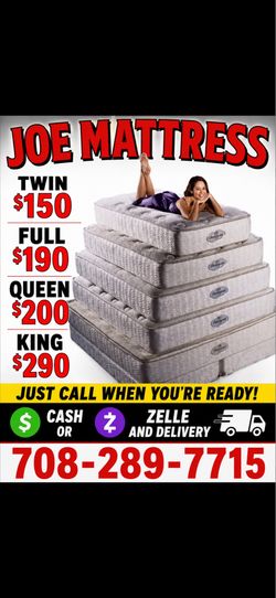 Huge sale for Mattress And Box Twin size #mattress and box 150.$ full 190$ Queen 200$ king 290$. free delivery free set up 708….289…7715… cash or Zell
