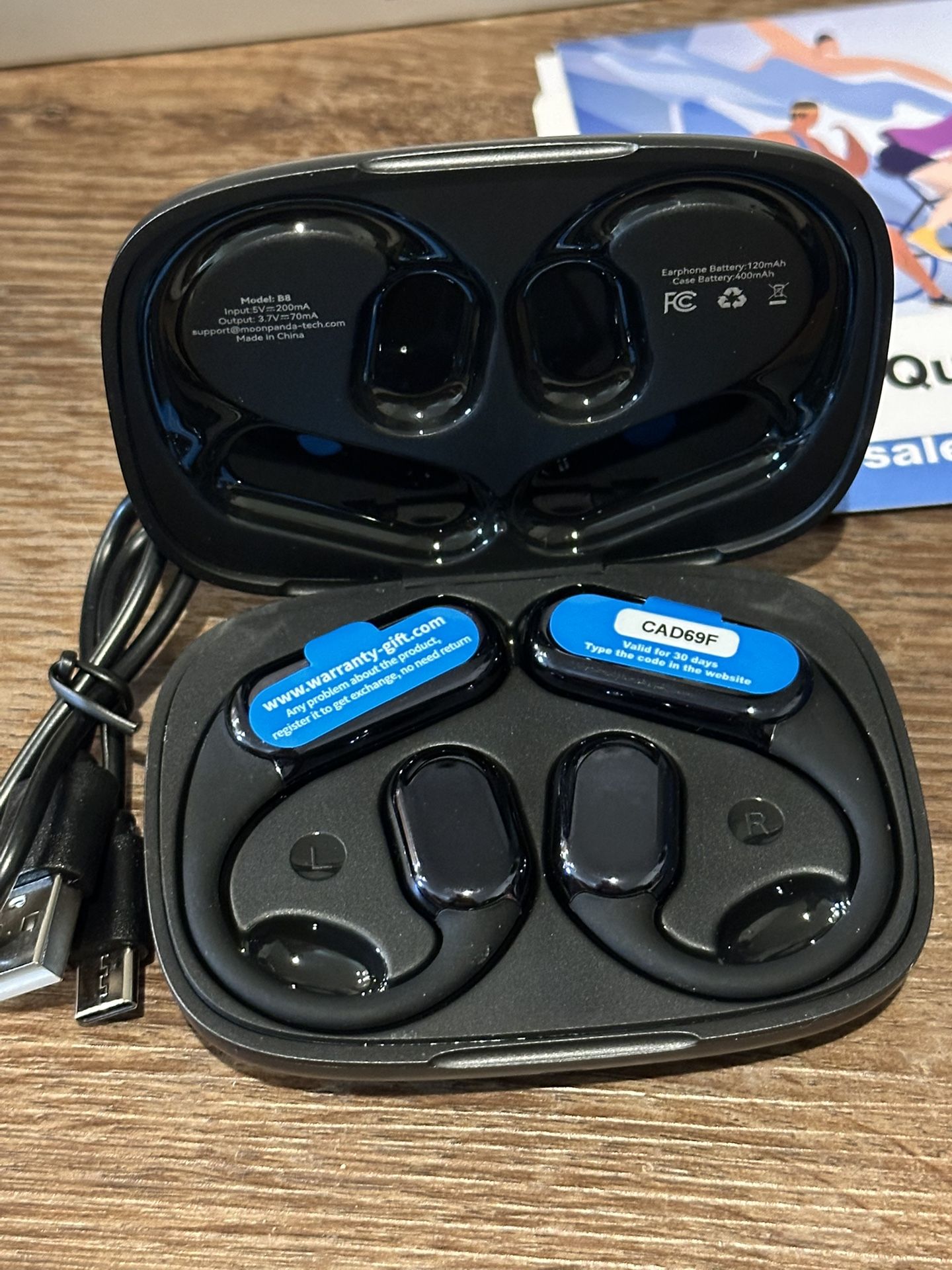DEMICEA True Wireless Bone Conduction Earphone OWS Open Ear Headphones 8 Ohm NIB True Wireless Bone Conduction Earphones, OWS Open Ear Headphones wit