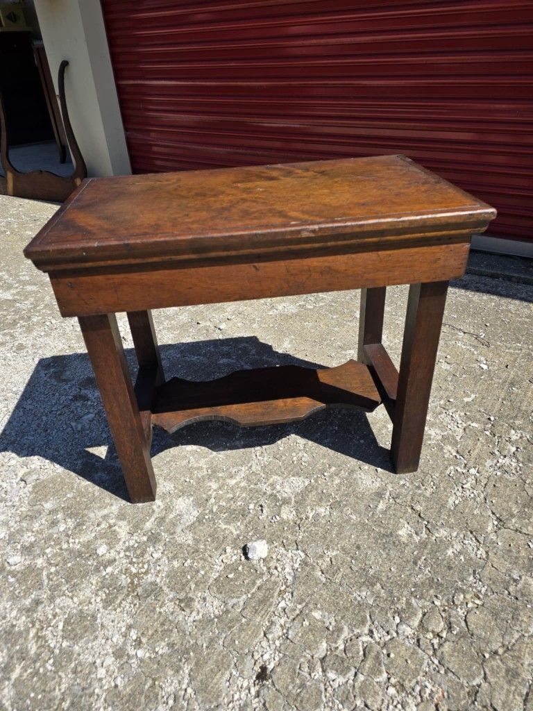 Antique Solid Oak Side Table / Bench Stool