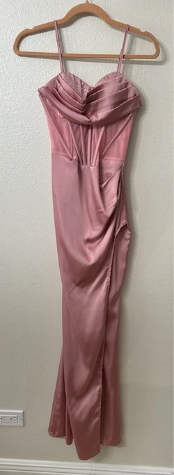 Pink Satin Corset Maxi Formal Dress