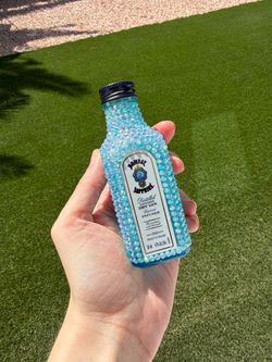 Handcrafted Bedazzled Bombay Sapphire Mini Bottle Custom Rhinestone (empty)