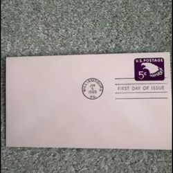 1965–1st day of issue cover stamp #U550 Embossed eagle five cent envelope Williamsburg PA.