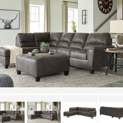 Navi Smoke 2-Piece LAF Chaise Sectional ( sectional couch sofa loveseat recliner options