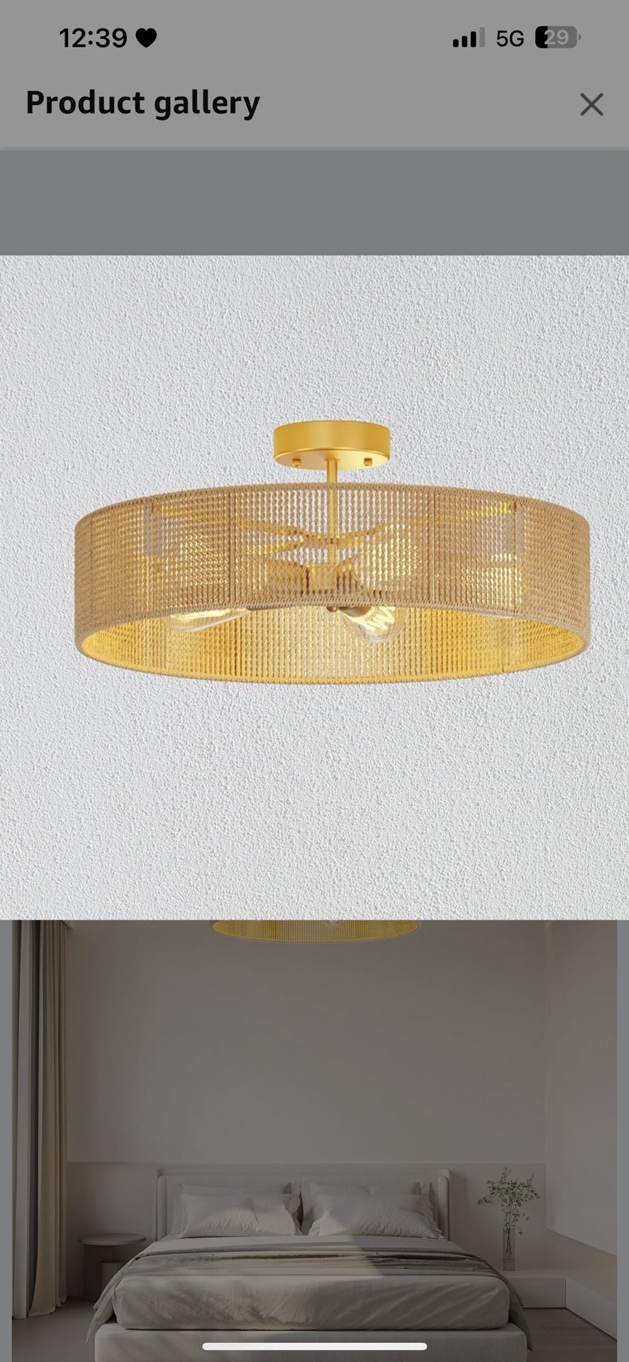 24-Inch Rattan Light Fixture, 6000LM Boho Light Fixture, Corrosion & Rust-Proof Rattan