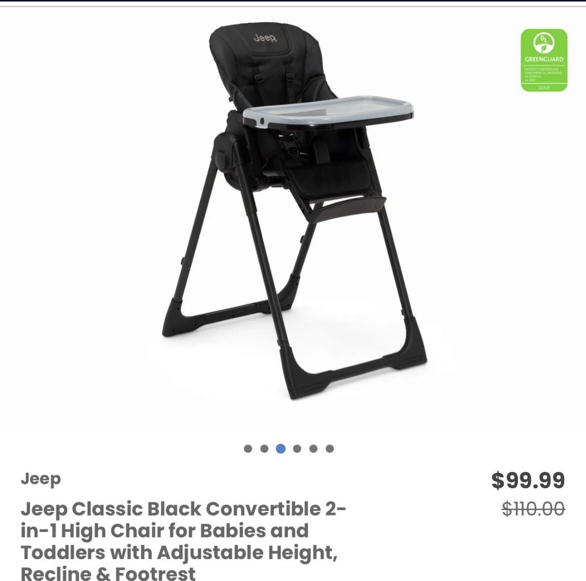 New Jeep Classic Black High Chair/ Jeep/ Baby/ Kitchen/ Kids/ Eat/ High Chair/ New