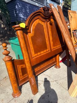 Antique-ish Wood Bed Headboard and Posts