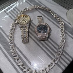 Moissanite Chain And Watch Set! 