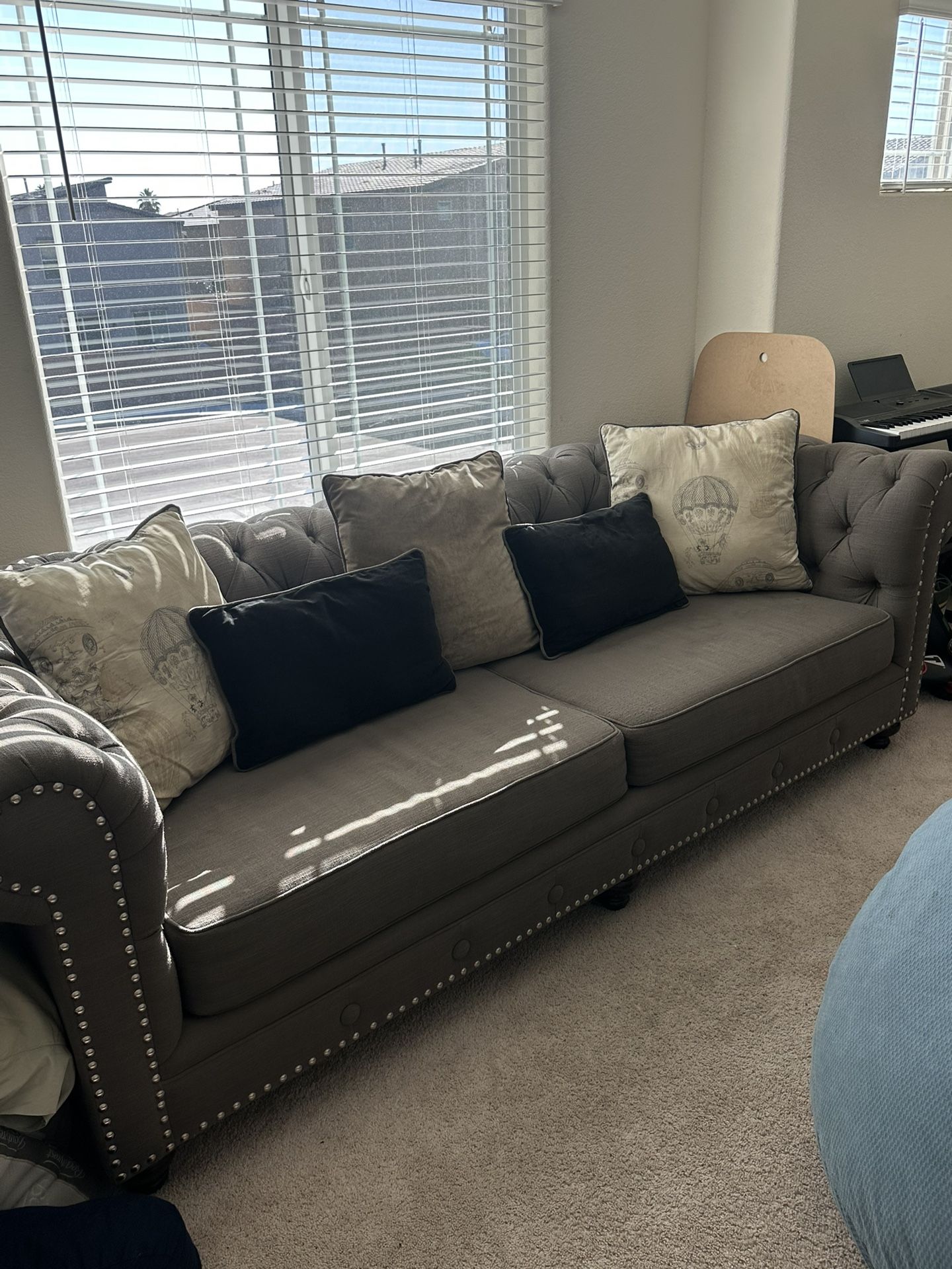 Elegant Custom Chesterfield Sofa & Chair Set – Excellent Condition
