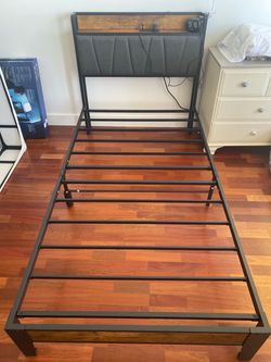 Metal Bed Frames w/ Upholstered Headboards & Outlets