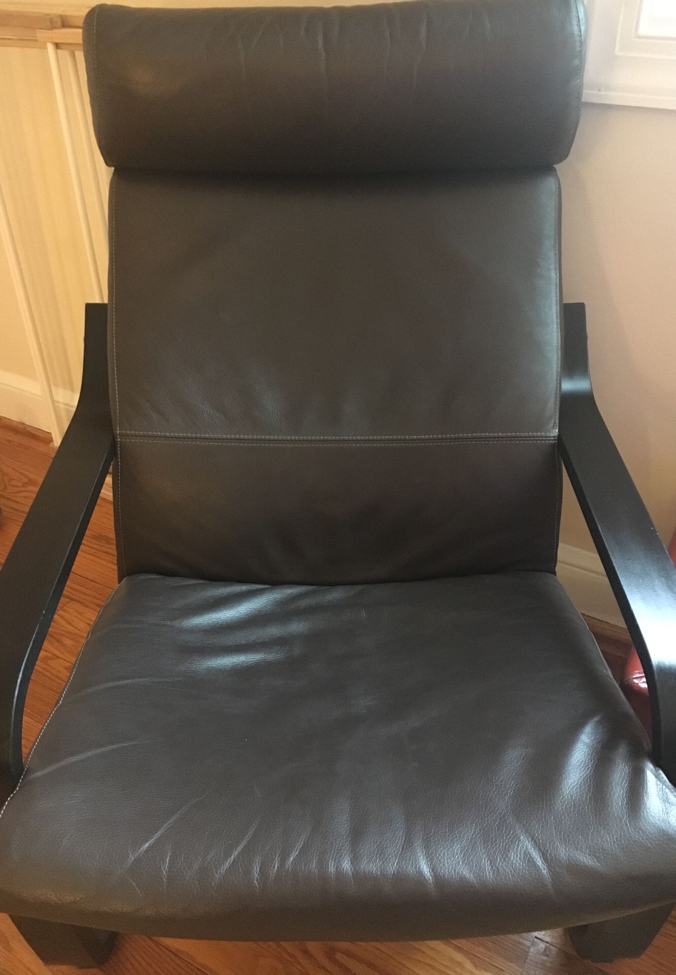 Leather Poang Chair and Ottoman (IKEA)