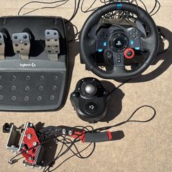 Logitech G29 Racing Wheel + Pedals + Shifter + Handbrake (PS4/PS5/PC) Complete Sim Racing Setup