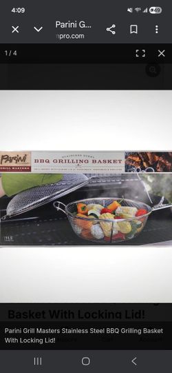 Parini Cookware Masters Stainless Steel BBQ Grilling Basket With Locking lid