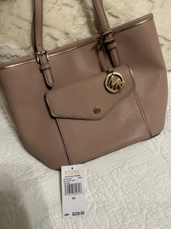 Michael Kors Saffiano Frame Tote Bag Fawn