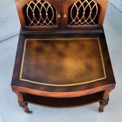 Antique Mid- Century Modern Mahogany Leather Top End Tables 