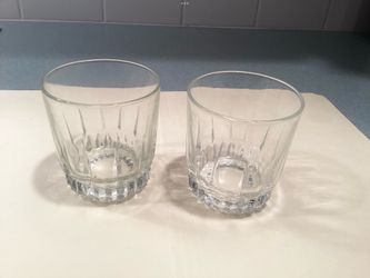 2 Whiskey Old Fashioned Clear Drinking Glasses 10 oz. Arcoroc France Lancer Pattern Vintage 1970s