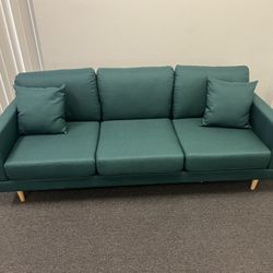 New 3 Seater Green Fabric Sofa