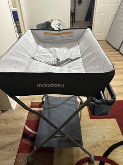 Baby Changing Table with Wheels, Maydolly Portable Adjustable Height Folding Diaper Station with Nursery Organizer & Storage Rack for Newborn Baby and