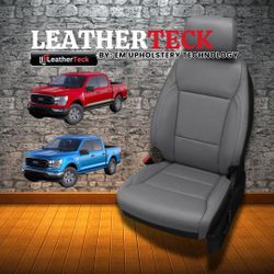 2021-2025 FORD F150 Katzkin Leather Seat Covers Custom Upholstery Fit Black Wrap Lunar Grey Face Perf Combo Contrast all Stitch - $1,595