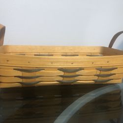 Longaberger Hand Woven Bread  Basket With Handles 