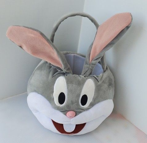 Looney Tunes BUGS BUNNY PLUSH BASKET Easter Halloween Candy Bag Stuffed Animal