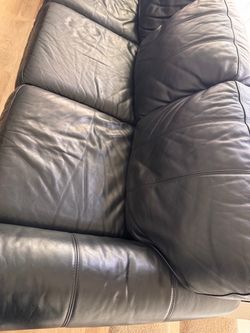 Ethan Allen black leather couch