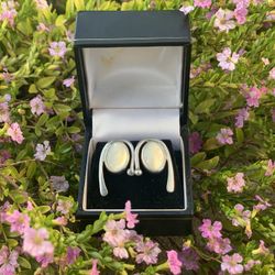 STUNNING VINTAGE 950 FRENCH SILVER AND MOONSTONE EARRINGS