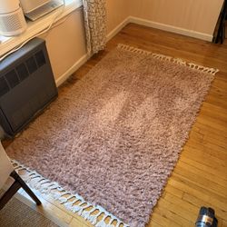 4x6 Boho Pink Fuzzy Fringe Rug