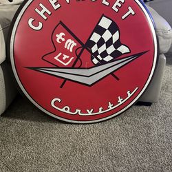 Chevrolet Corvette Metal Sign Button Parts Sting Ray Split Window Vintage Style