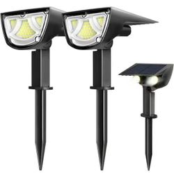 Solar Spot Lights Outdoor，Dusk to Dawn Waterproof 2-in-1 Wireless Adjustable Landscape Lights Solar Powered Spotlight for Yard Garden Driveway Porch W